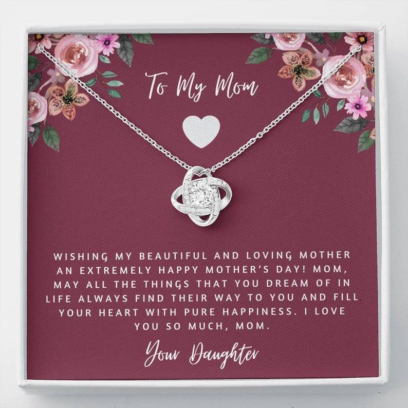 To My Mom Necklace 14k Gold Necklace Mothers Day Gift, Love Knot Necklace for Mothers day, Gift for Mothers Day from Daughter, Daughter Mom