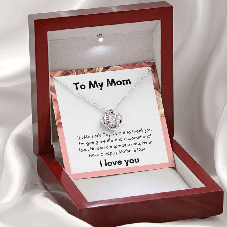 To My Mom Necklace 14k Gold Necklace Mothers Day Gift, Love Knot Necklace for Mothers day, Gift for Mothers Day from Son, Daughter