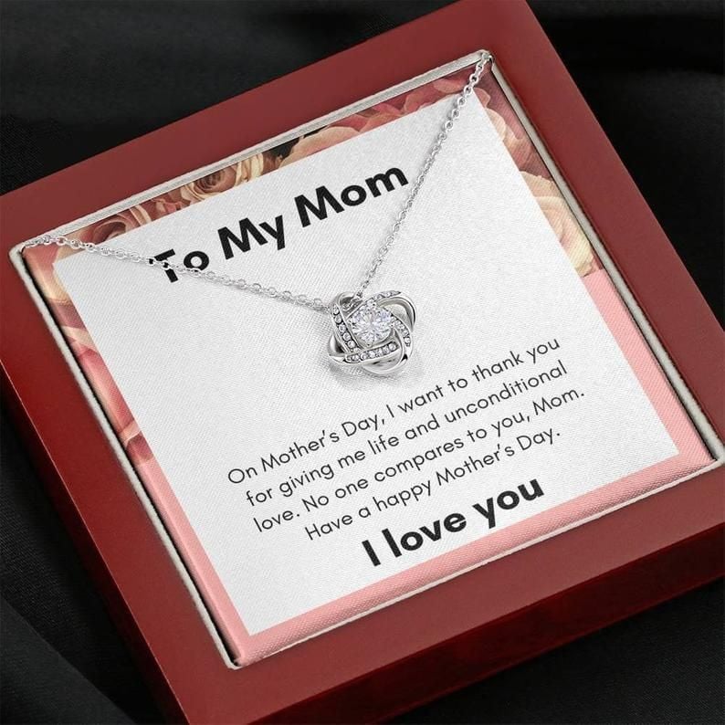 To My Mom Necklace 14k Gold Necklace Mothers Day Gift, Love Knot Necklace for Mothers day, Gift for Mothers Day from Son, Daughter