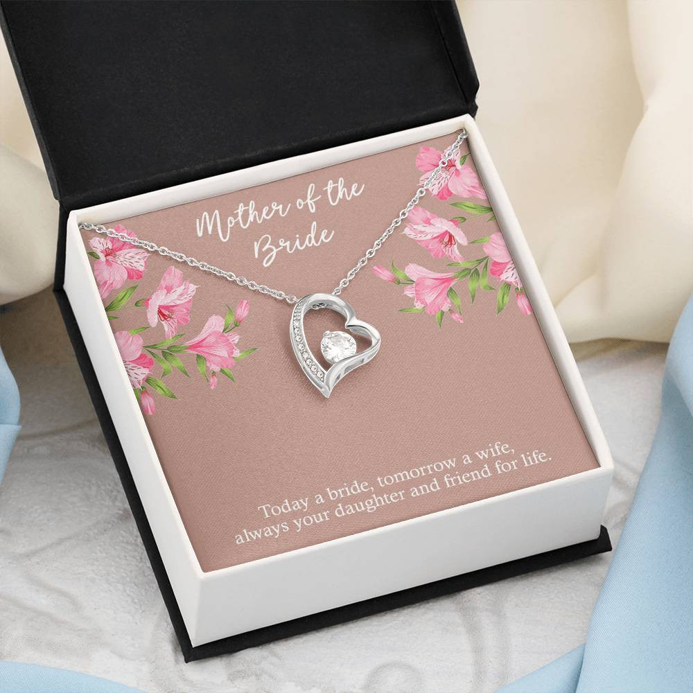 To My Mom of the Bride Gifts, Always Your Daughter, Forever Love Heart Necklace For Women, Wedding Day Thank You Ideas From Bride
