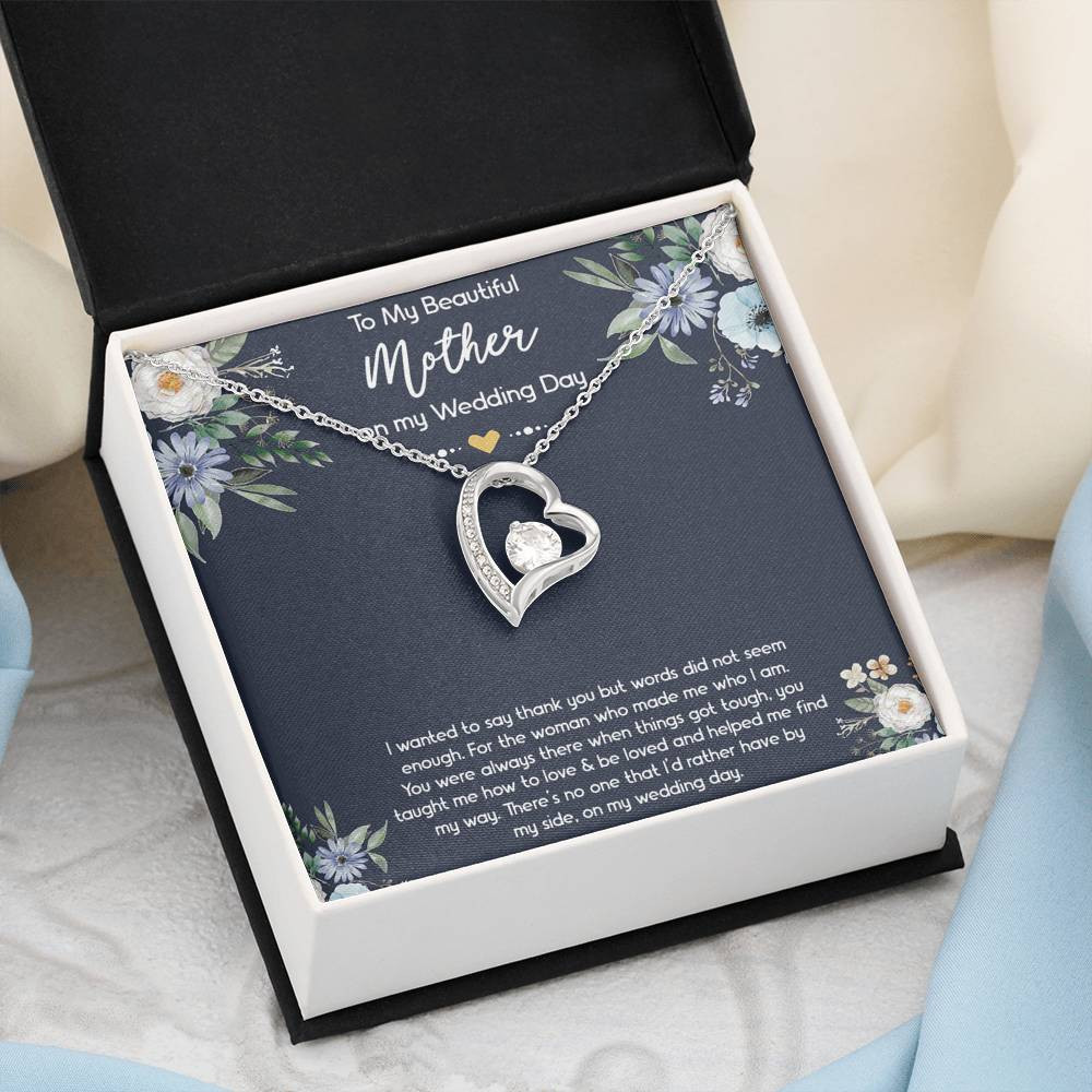 To My Mom of the Bride Gifts, I Wanted To Say Thank You, Forever Love Heart Necklace For Women, Wedding Day Thank You Ideas From Bride