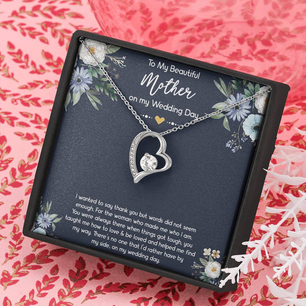 To My Mom of the Bride Gifts, I Wanted To Say Thank You, Forever Love Heart Necklace For Women, Wedding Day Thank You Ideas From Bride