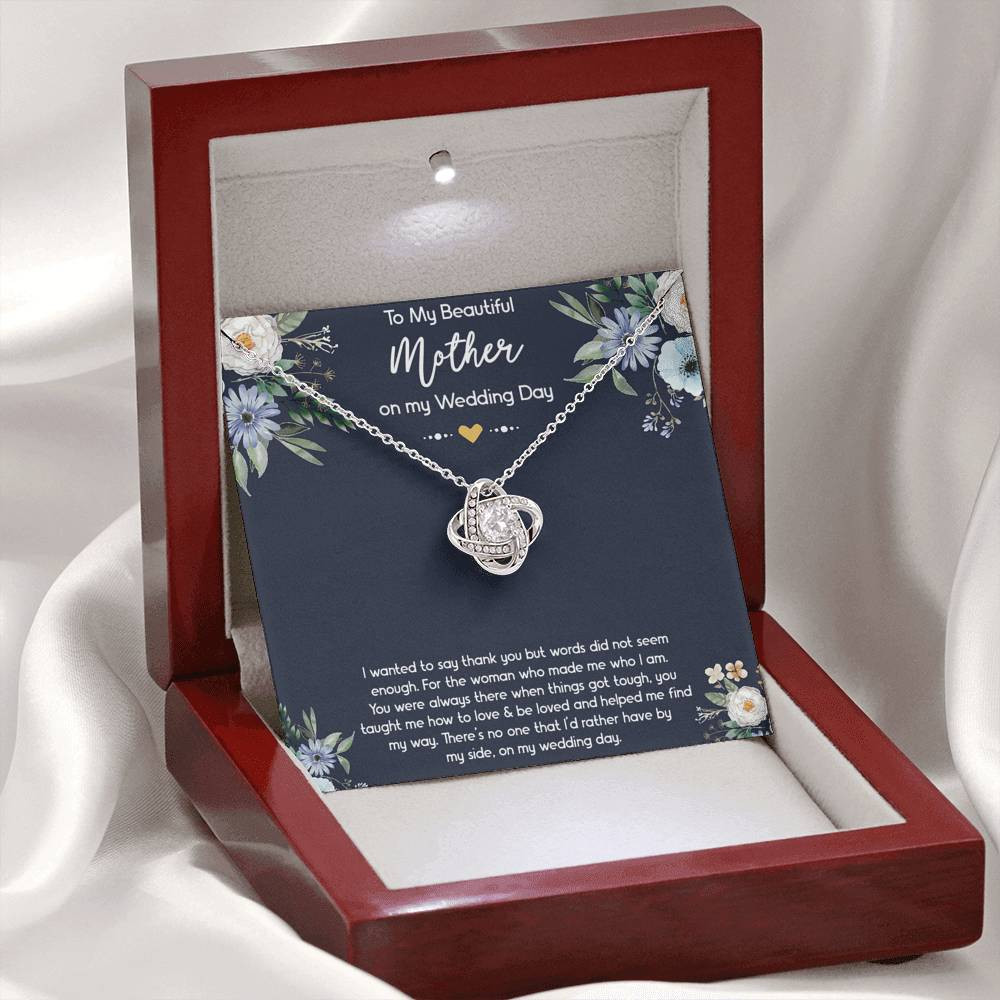 To My Mom of the Bride Gifts, I Wanted To Say Thank You, Love Knot Necklace For Women, Wedding Day Thank You Ideas From Bride