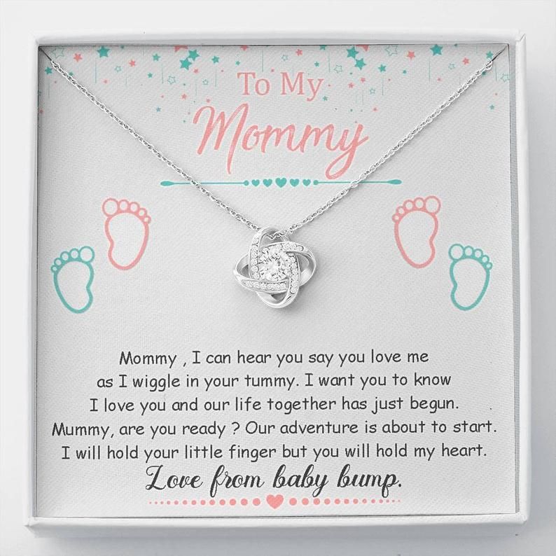To My Mommy, From Baby Bump Love Knot Necklace – Pregnancy Gift for Mommy – Gift for Mommy from Baby Bump – Mom Necklace Jewelry Gift Ideas