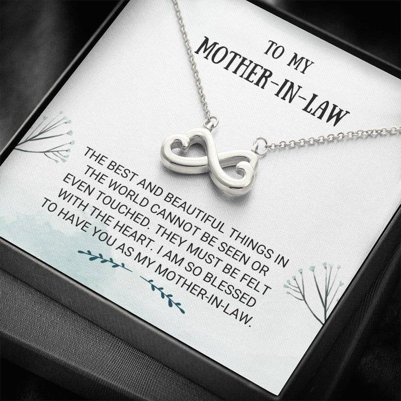To My Mother-In-Law – Infinity Heart Necklace Step Mom, Mothers Day, Mother In Law, Bonus Mom Jewelry, Step Parent Gift,
