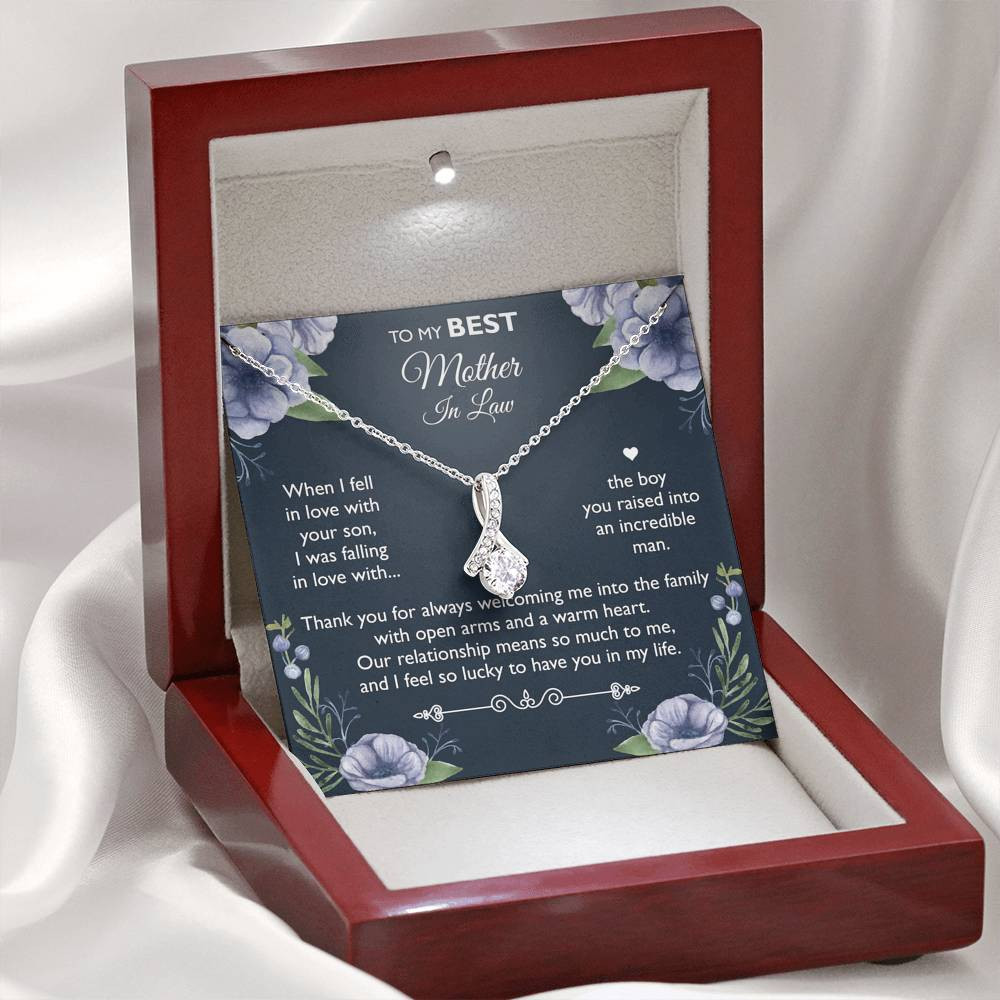 To My Mother-in-law Gifts, I Feel So Lucky, Alluring Beauty Necklace For Women, Birthday Mothers Day Present From Daughter-in-law Son-in-law