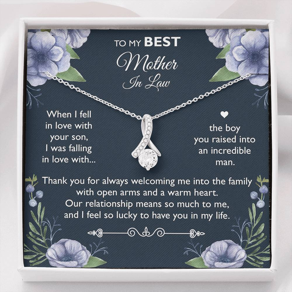 To My Mother-in-law Gifts, I Feel So Lucky, Alluring Beauty Necklace For Women, Birthday Mothers Day Present From Daughter-in-law Son-in-law