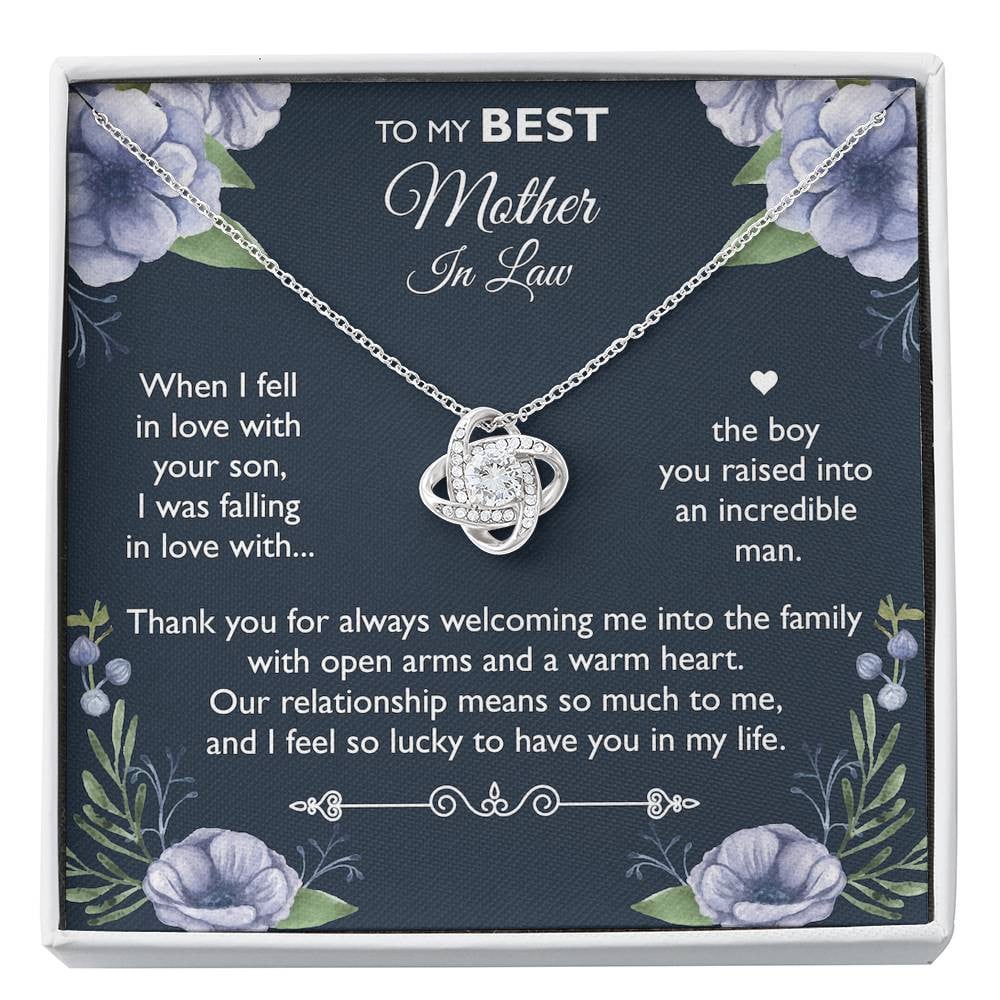 To My Mother-in-law Gifts, I Feel So Lucky, Love Knot Necklace For Women, Birthday Mothers Day Present From Daughter-in-law Son-in-law