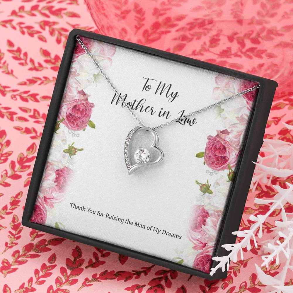 To My Mother-in-Law Gifts, Raising The Man Of My Dreams, Forever Love Heart Necklace, Birthday Mothers Day Present From Daughter-in-law