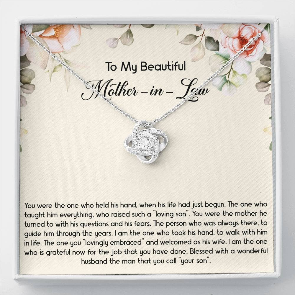 To My Mother-in-Law Gifts, The One Who Held His Hand, Love Knot Necklace For Women, Birthday Mothers Day Present From Daughter-in-law
