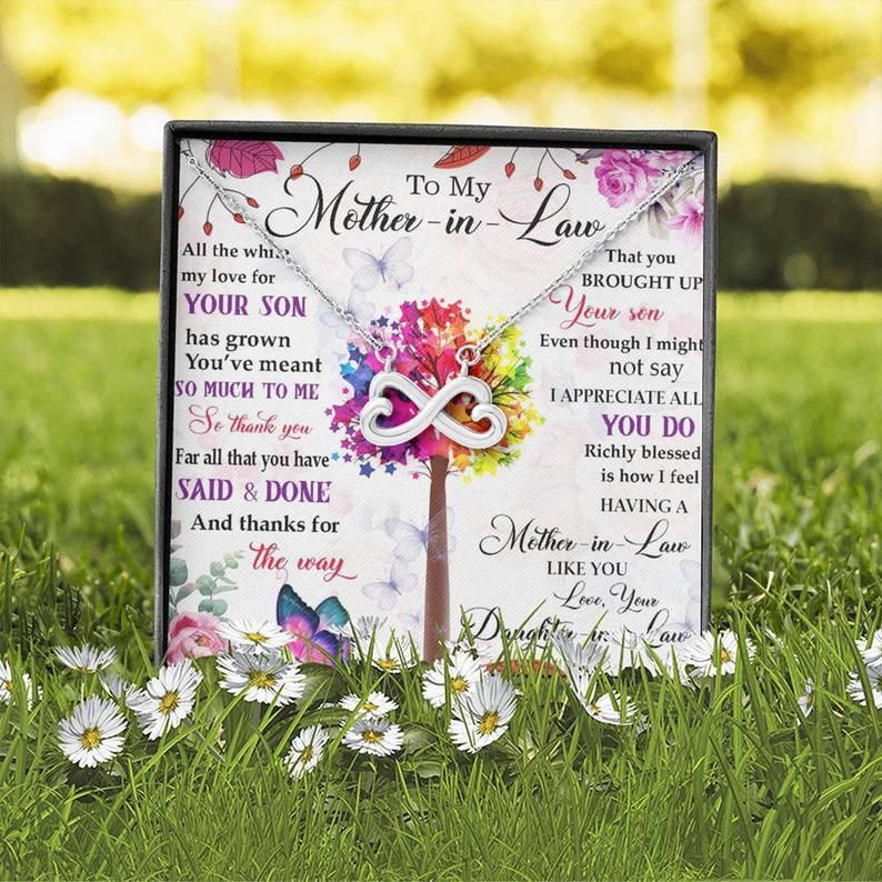 To My Mother-in-law Infinity Heart Necklace Gift, To My Mother-In-Law Box Gift Card, Mother-in-law Daughter-in-law jewelry