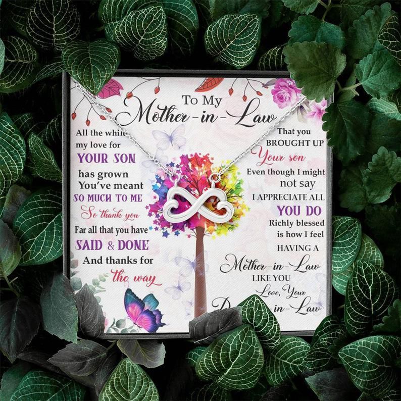To My Mother-in-law Infinity Heart Necklace Gift, To My Mother-In-Law Box Gift Card, Mother-in-law Daughter-in-law jewelry