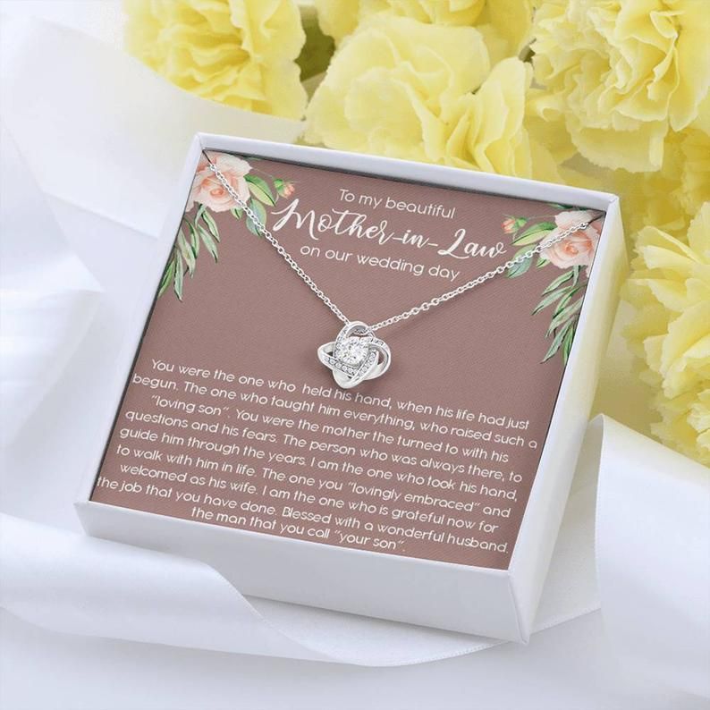 To My Mother in Law on My Wedding Day Gift, Mother in Law Love Knot Necklace Gift From Bride, Mother in Law Necklace Gift for Mother-in-Law