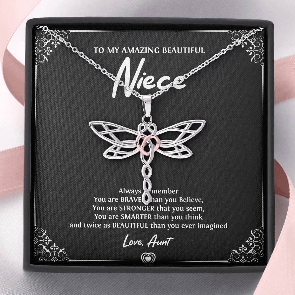 To My Niece  Gifts, Always Remember, Dragonfly Necklace For Women, Birthday Present Idea From Aunt