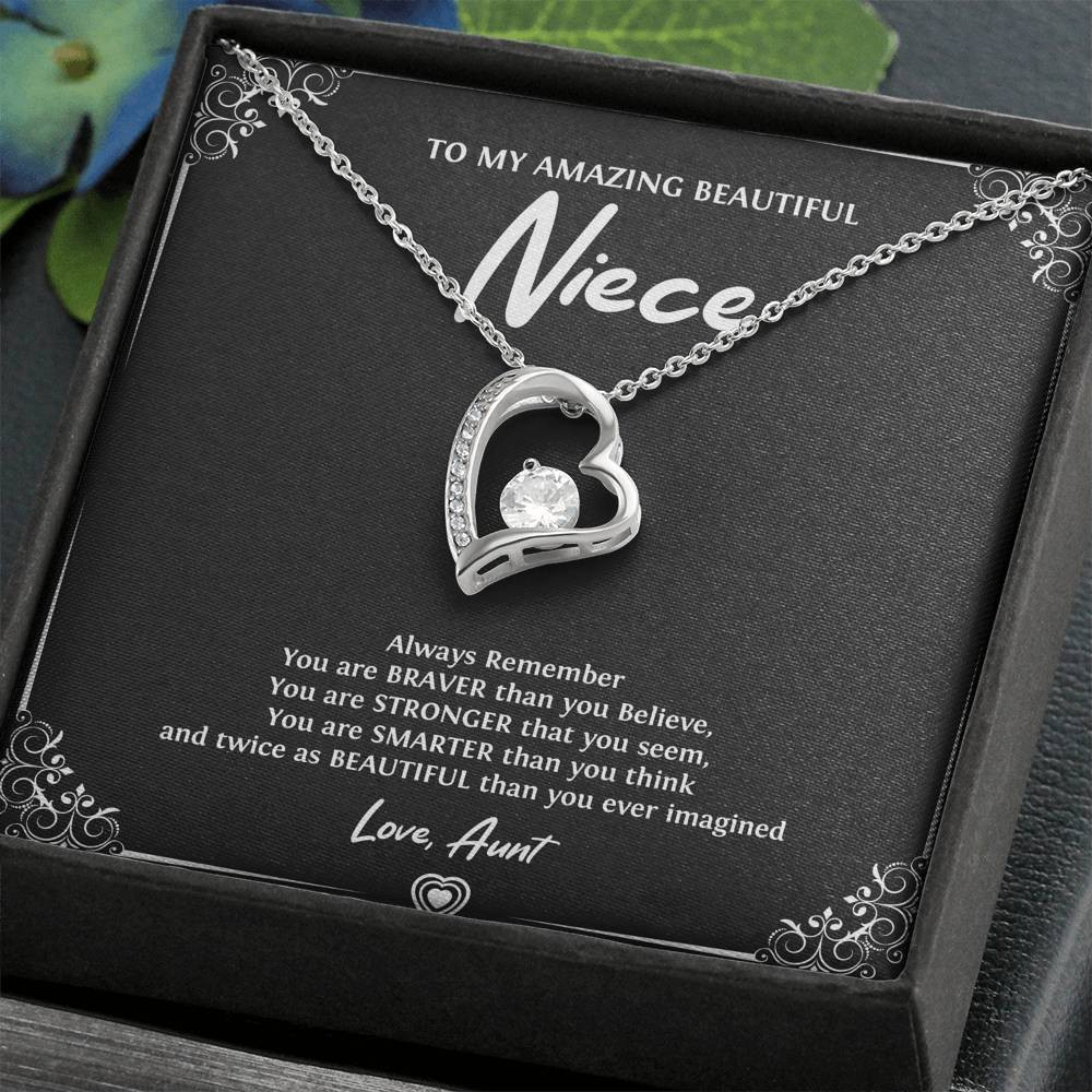 To My Niece  Gifts, Always Remember, Forever Love Heart Necklace For Women, Birthday Present Idea From Aunt