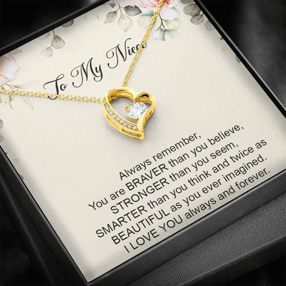 To My Niece  Gifts, Always Remember, Forever Love Heart Necklace For Women, Birthday Present Ideas From Aunt Uncle