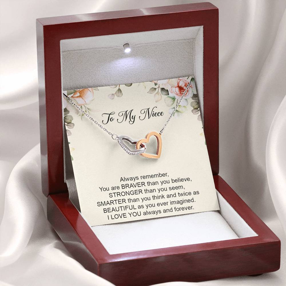 To My Niece  Gifts, Always Remember, Interlocking Heart Necklace For Women, Birthday Present Ideas From Aunt Uncle