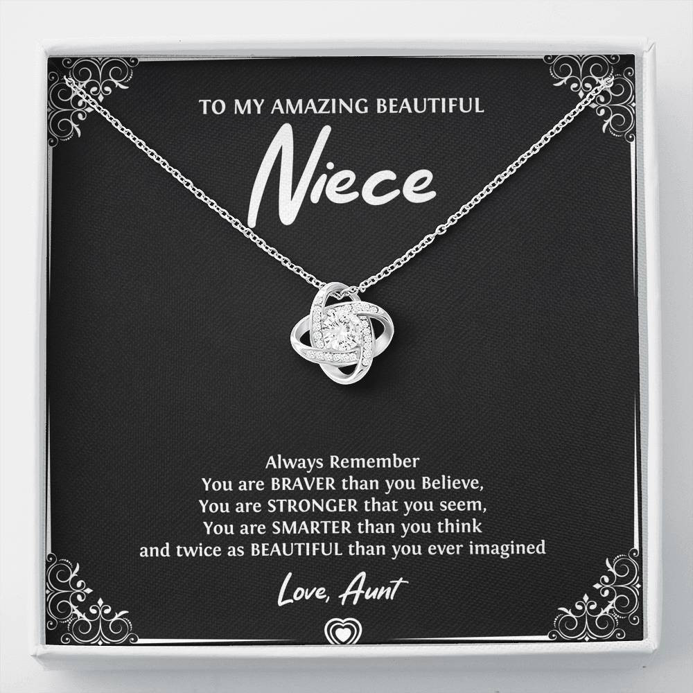 To My Niece  Gifts, Always Remember, Love Knot Necklace For Women, Birthday Present Idea From Aunt