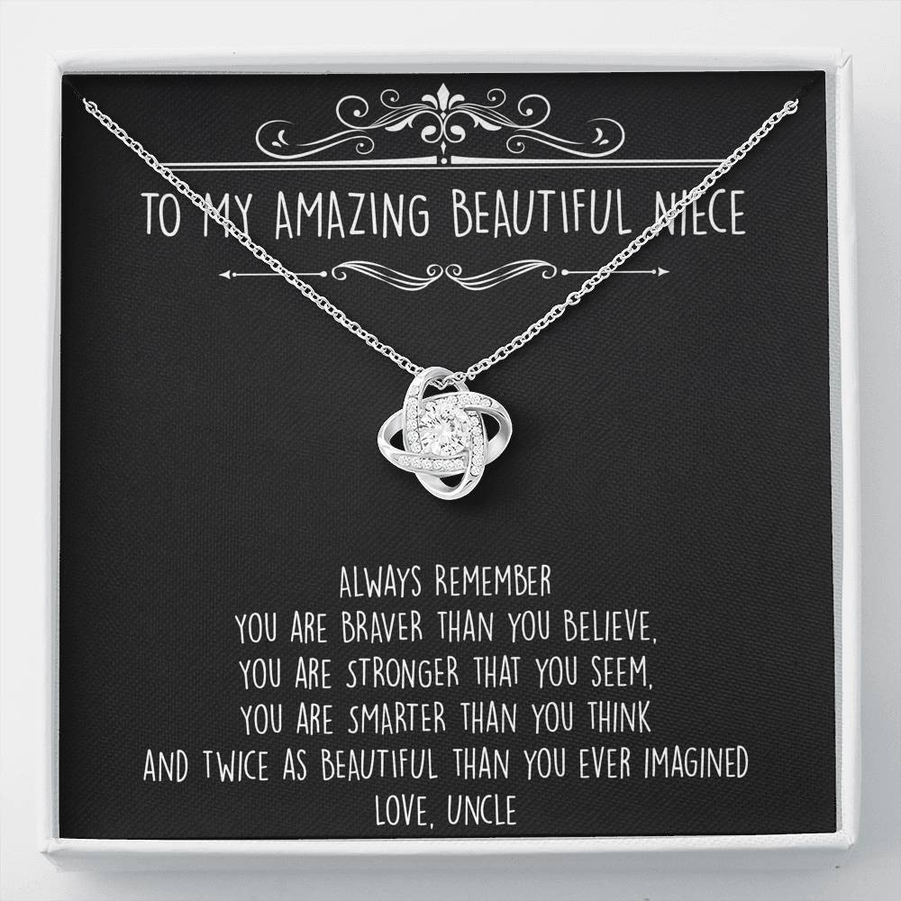 To My Niece  Gifts, Always Remember, Love Knot Necklace For Women, Birthday Present Idea From Uncle
