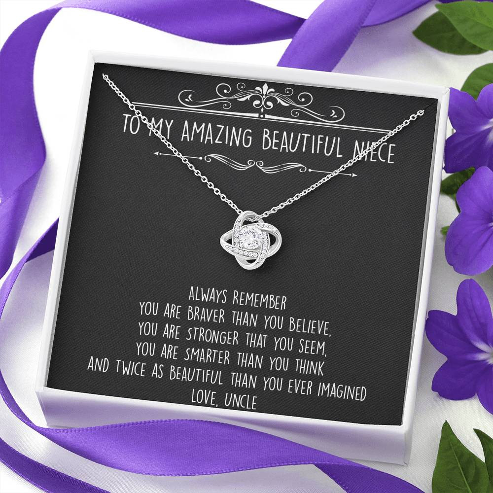 To My Niece  Gifts, Always Remember, Love Knot Necklace For Women, Birthday Present Idea From Uncle