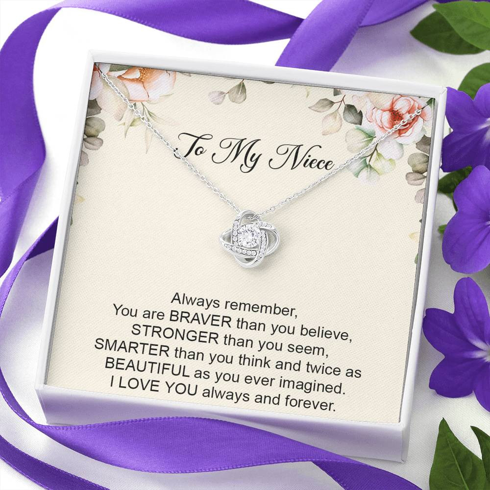 To My Niece  Gifts, Always Remember, Love Knot Necklace For Women, Birthday Present Ideas From Aunt Uncle