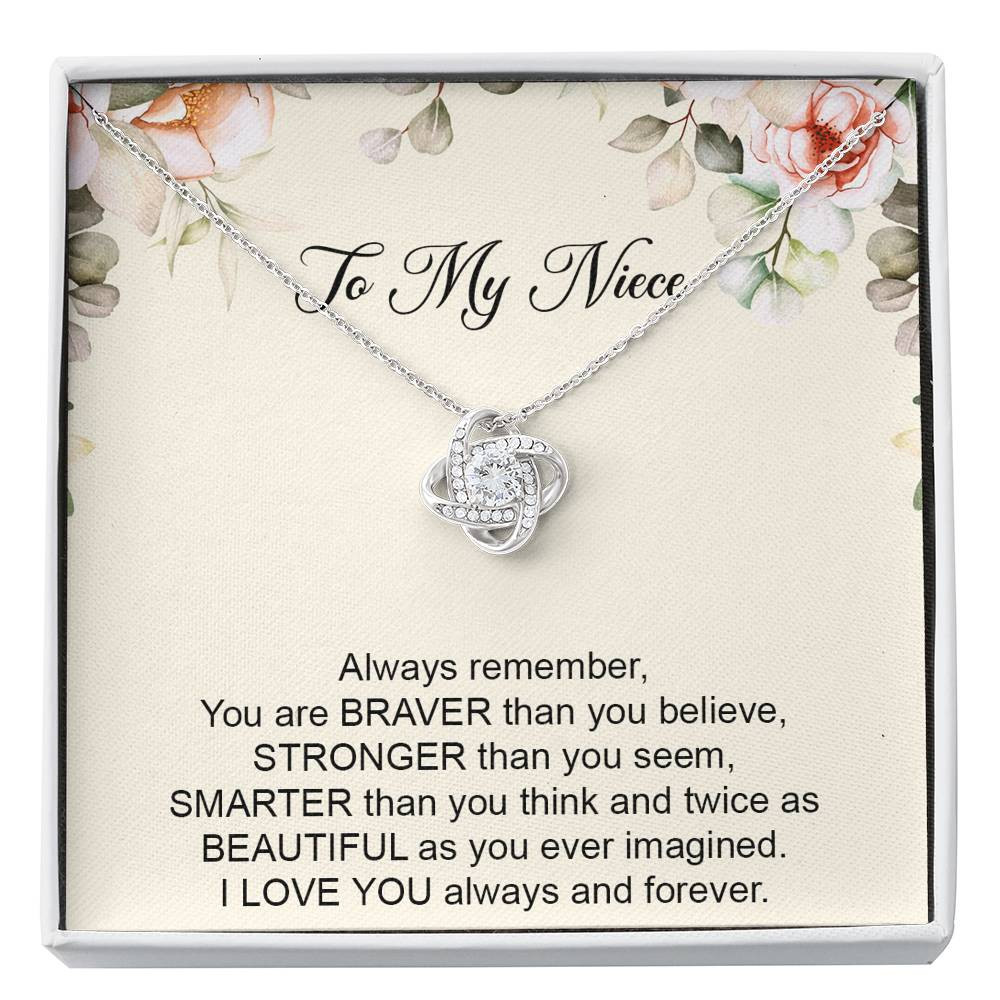 To My Niece  Gifts, Always Remember, Love Knot Necklace For Women, Birthday Present Ideas From Aunt Uncle