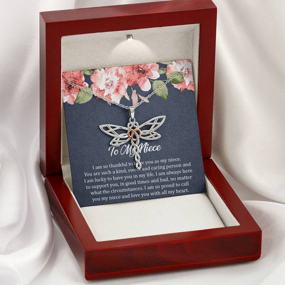To My Niece  Gifts, I’m So Thankful, Dragonfly Necklace For Women, Birthday Present Ideas From Aunt Uncle