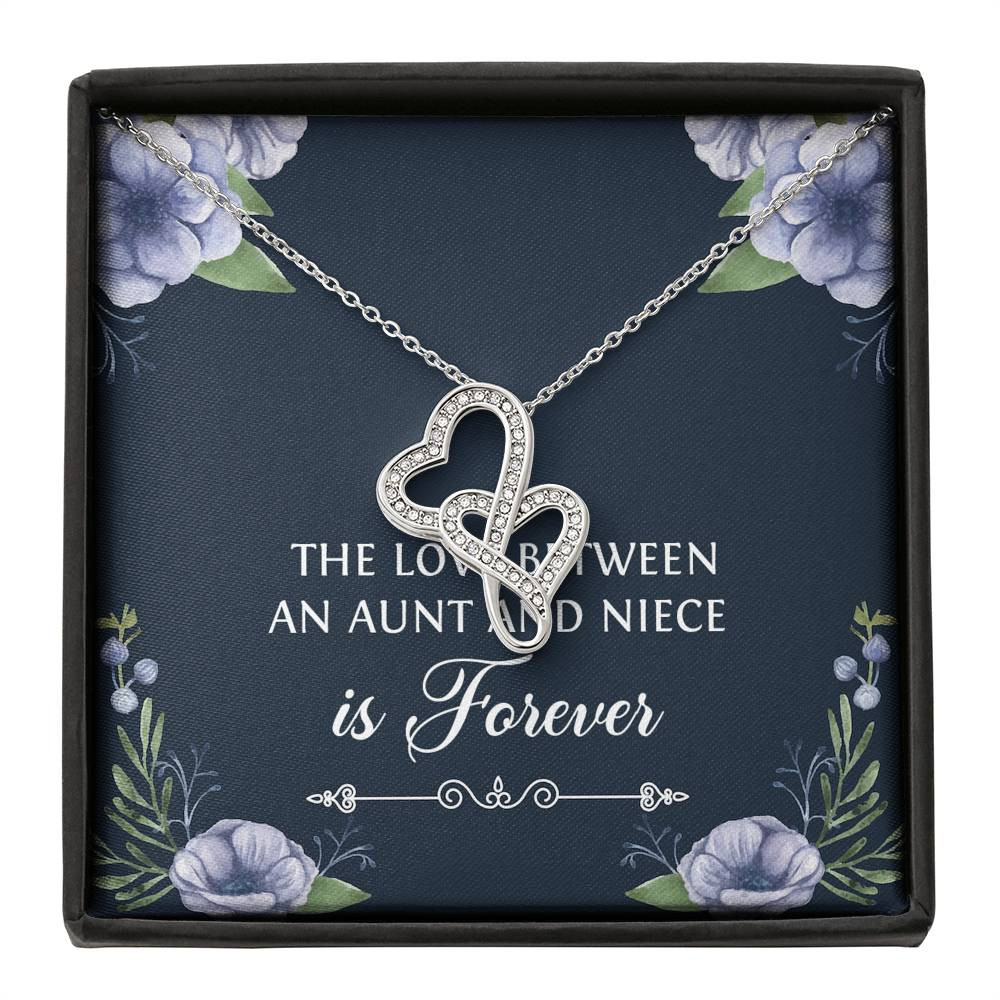 To My Niece  Gifts, The Love Between an Aunt and Niece, Double Heart Necklace For Women, Birthday Present Idea From Aunt