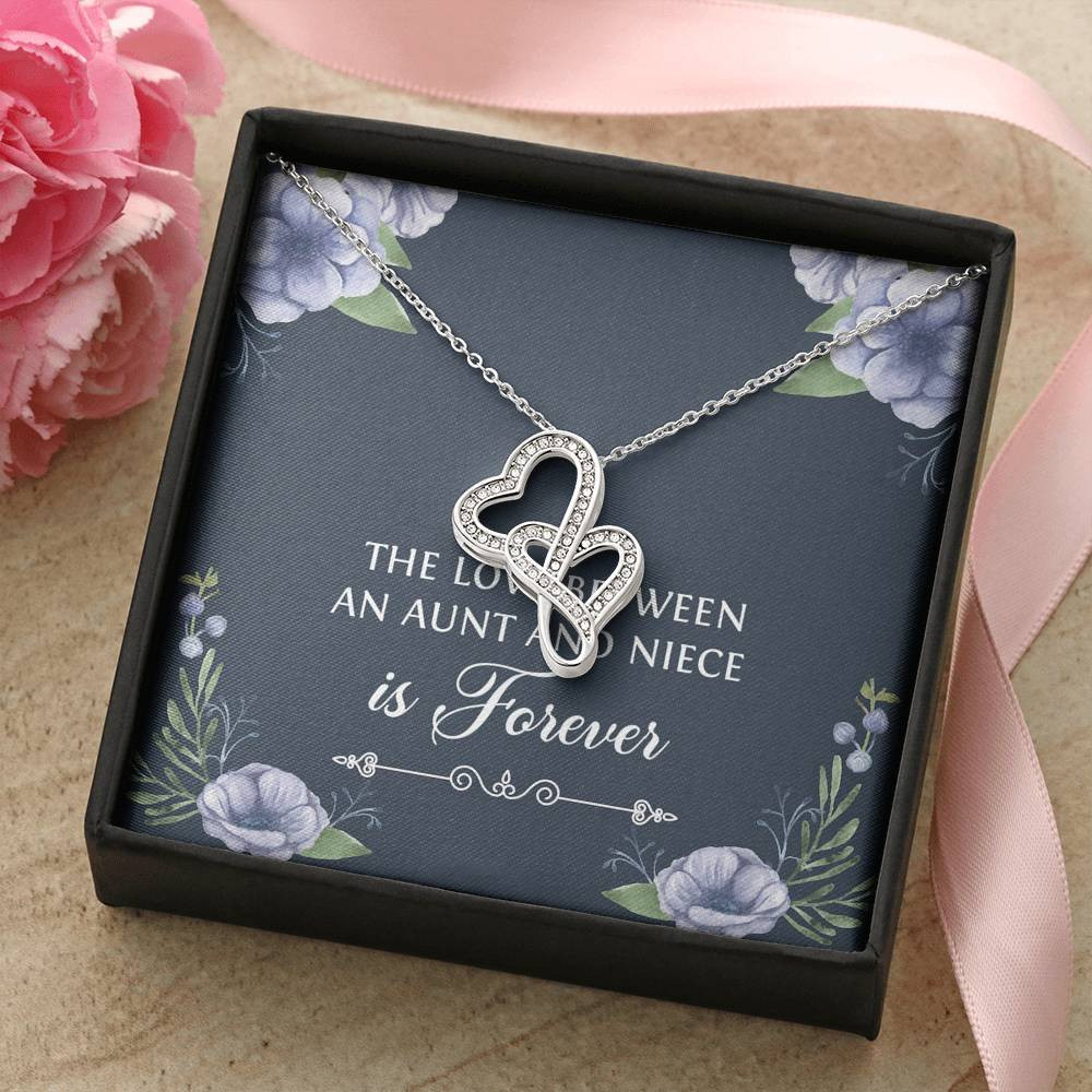 To My Niece  Gifts, The Love Between an Aunt and Niece, Double Heart Necklace For Women, Birthday Present Idea From Aunt