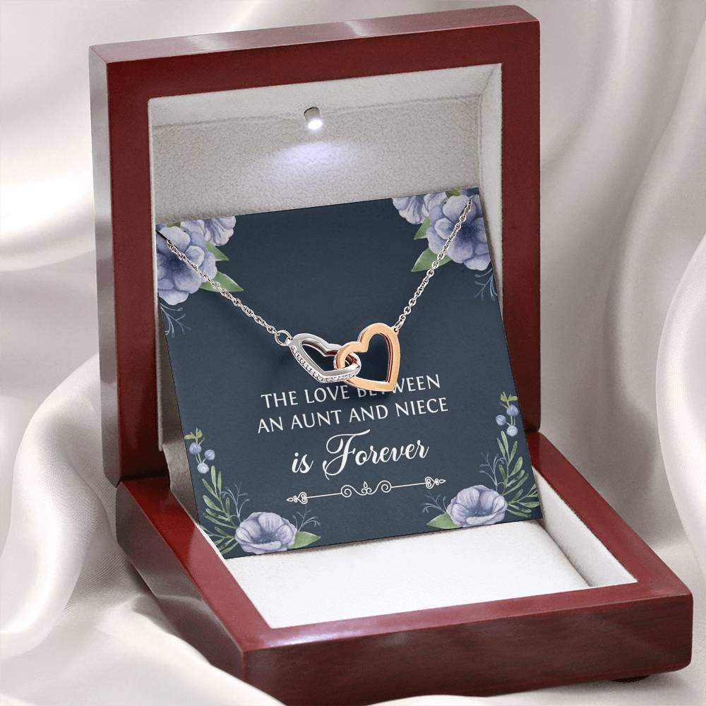 To My Niece  Gifts, The Love Between an Aunt and Niece, Interlocking Heart Necklace For Women, Birthday Present Idea From Aunt