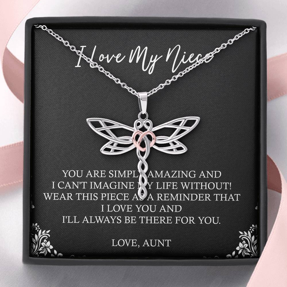 To My Niece  Gifts, You Are Simply Amazing, Dragonfly Necklace For Women, Birthday Present Idea From Aunt