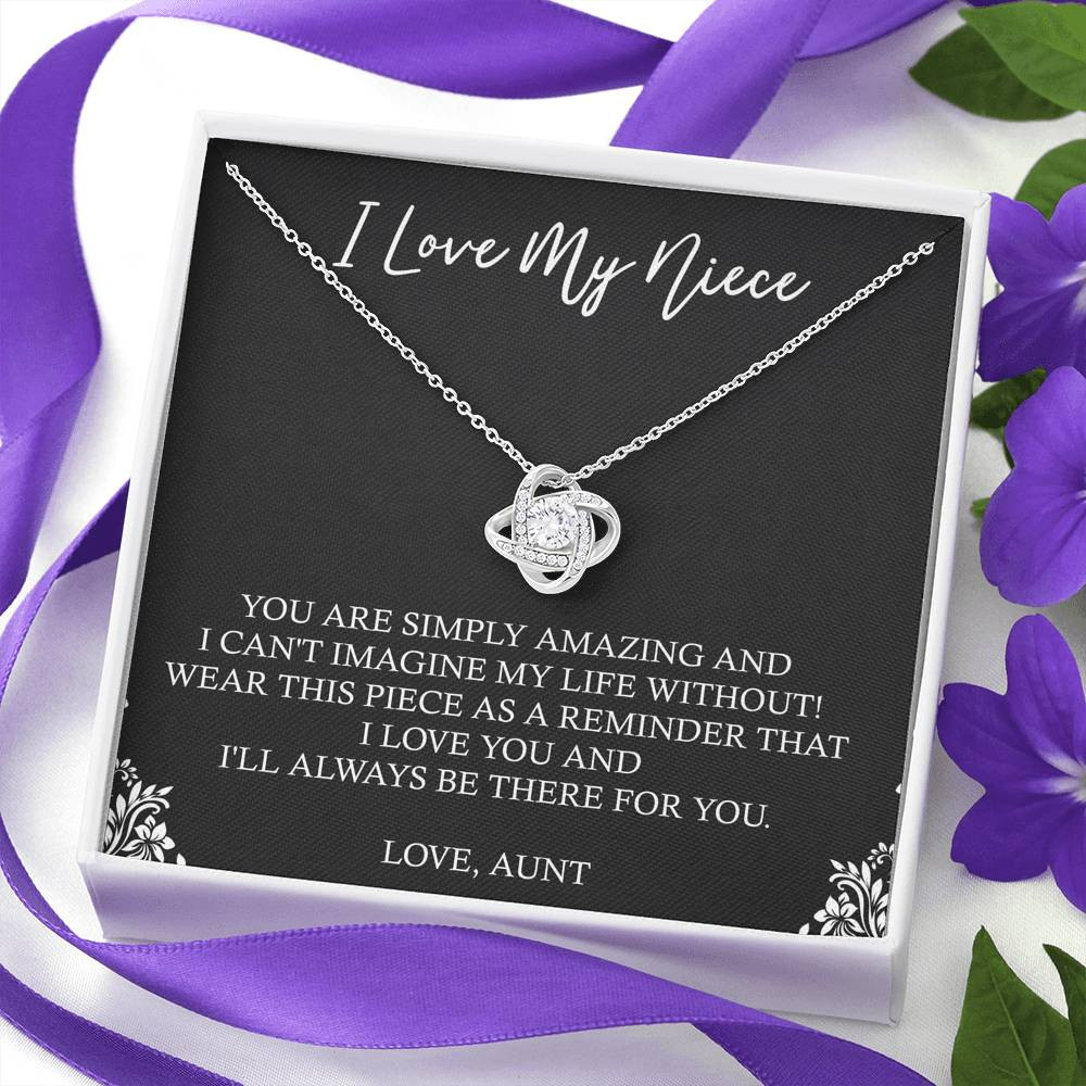 To My Niece  Gifts, You Are Simply Amazing, Love Knot Necklace For Women, Birthday Present Idea From Aunt