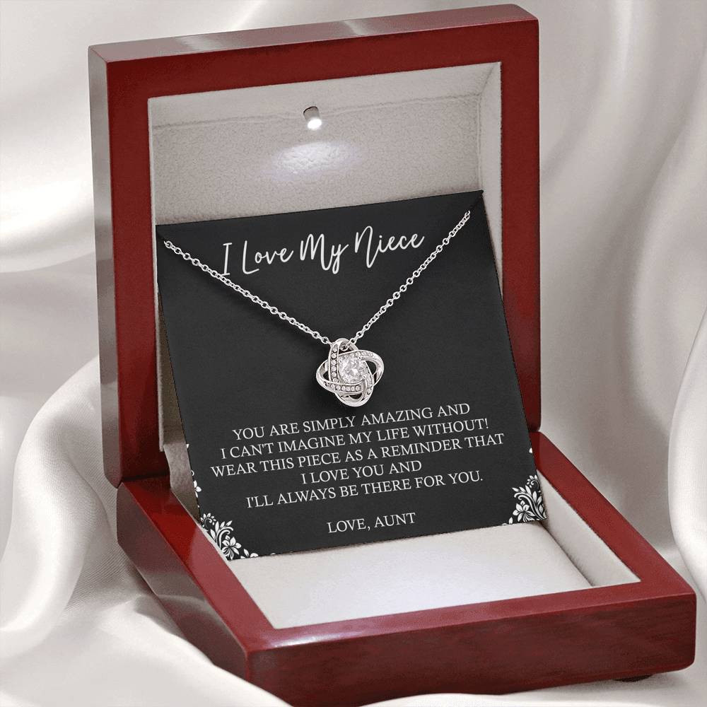 To My Niece  Gifts, You Are Simply Amazing, Love Knot Necklace For Women, Birthday Present Idea From Aunt