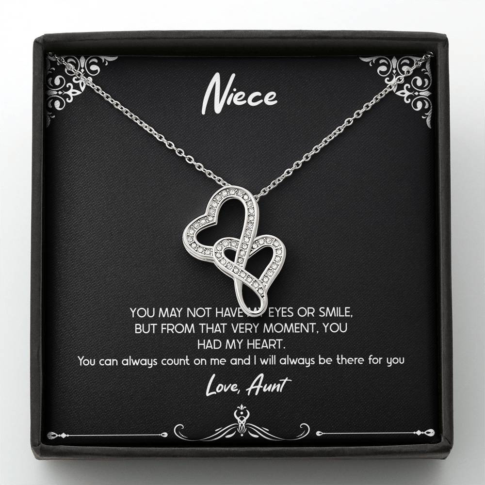 To My Niece  Gifts, You Can Always Count On Me, Double Heart Necklace For Women, Birthday Present Idea From Aunt