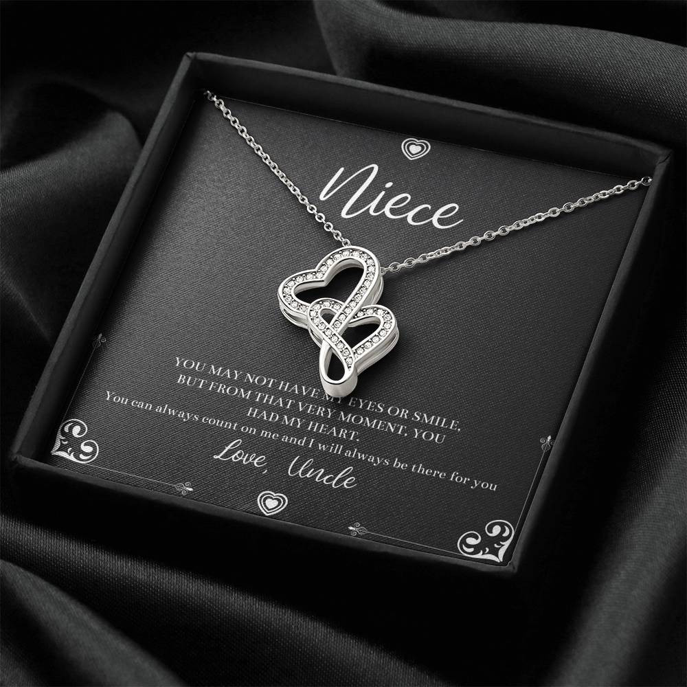 To My Niece  Gifts, You Can Always Count On Me, Double Heart Necklace For Women, Birthday Present Idea From Uncle