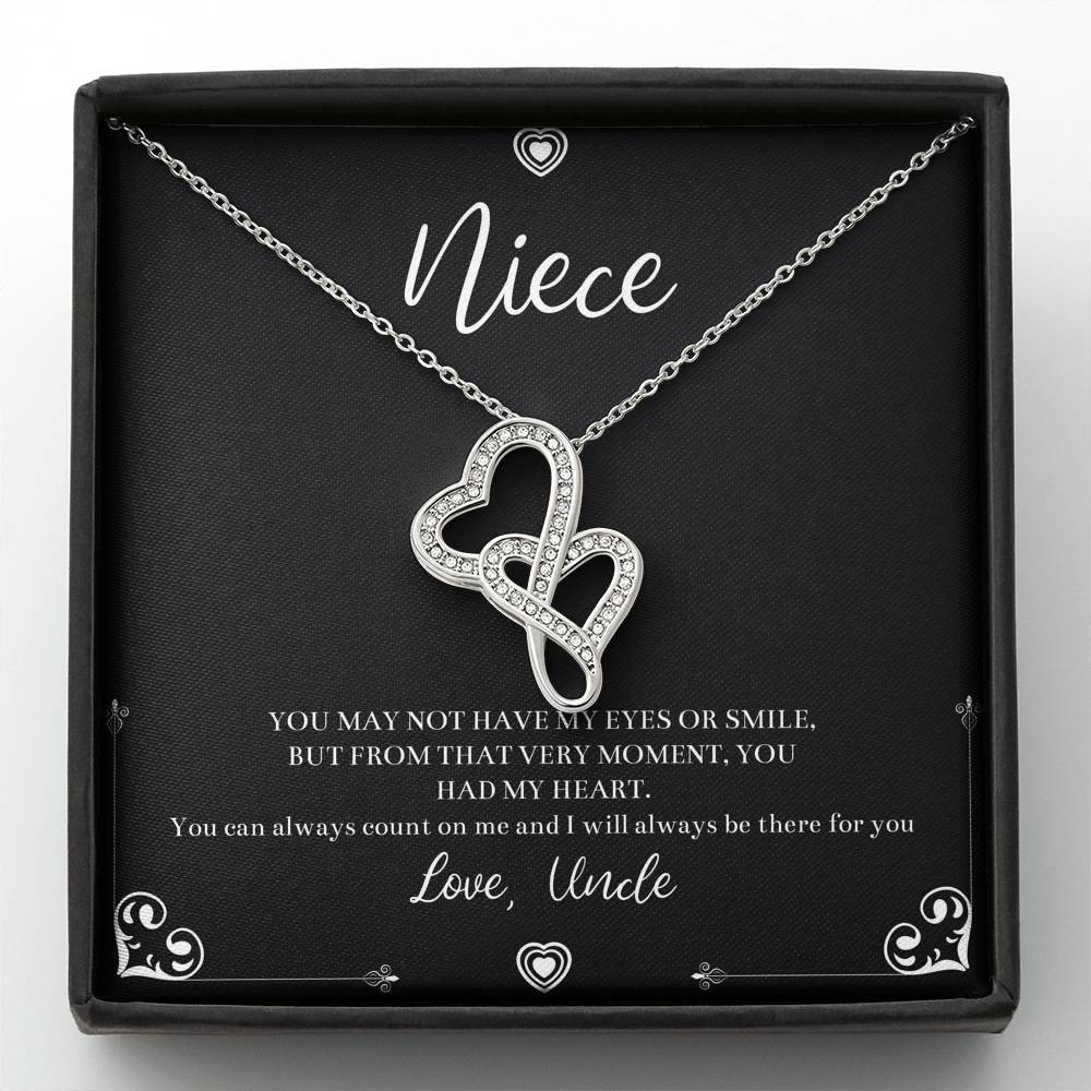 To My Niece  Gifts, You Can Always Count On Me, Double Heart Necklace For Women, Birthday Present Idea From Uncle