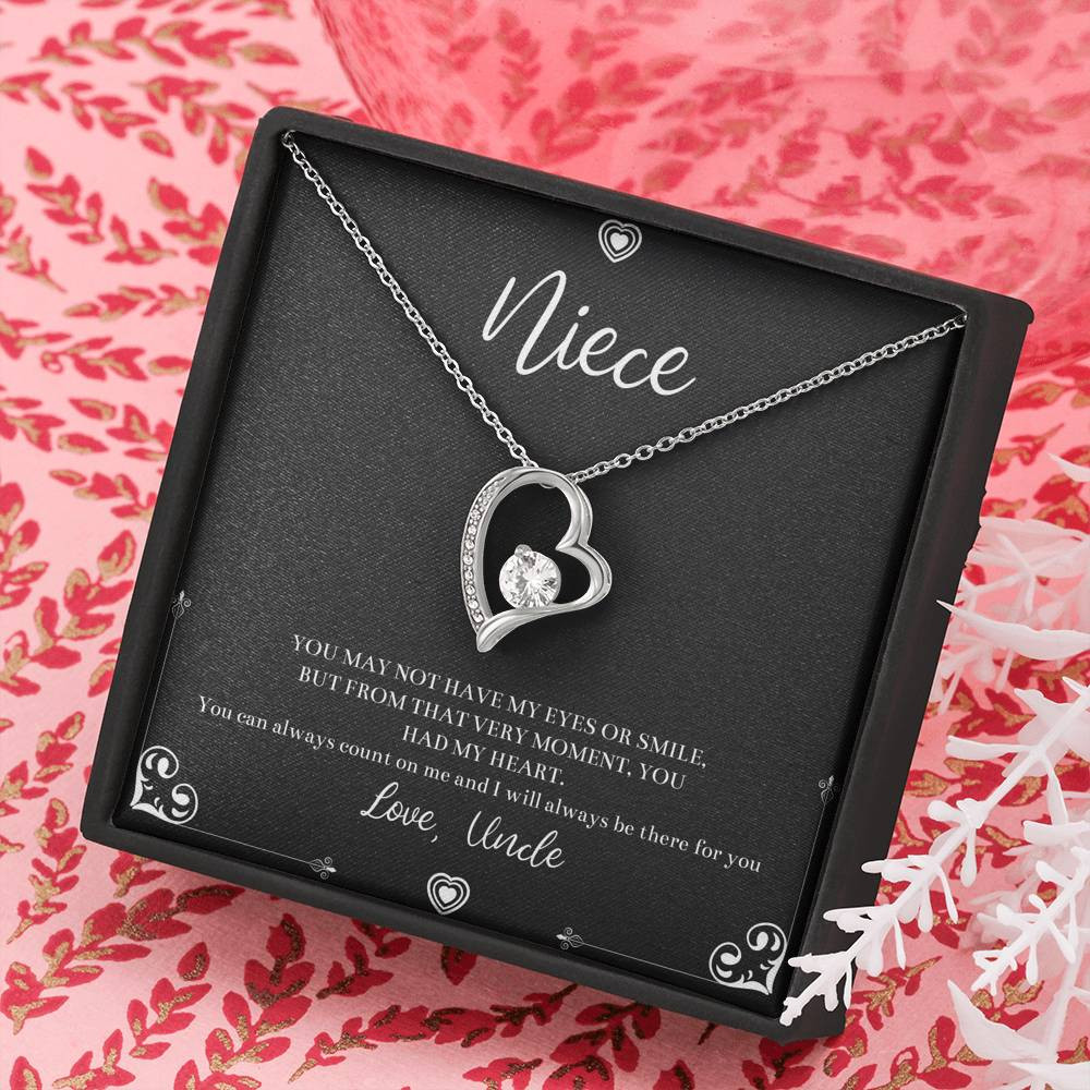 To My Niece  Gifts, You Can Always Count On Me, Forever Love Heart Necklace For Women, Birthday Present Idea From Uncle