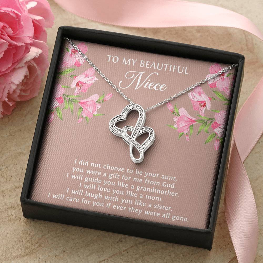 To My Niece  Gifts, You Were A Gift For Me From God, Double Heart Necklace For Women, Birthday Present Idea From Aunt