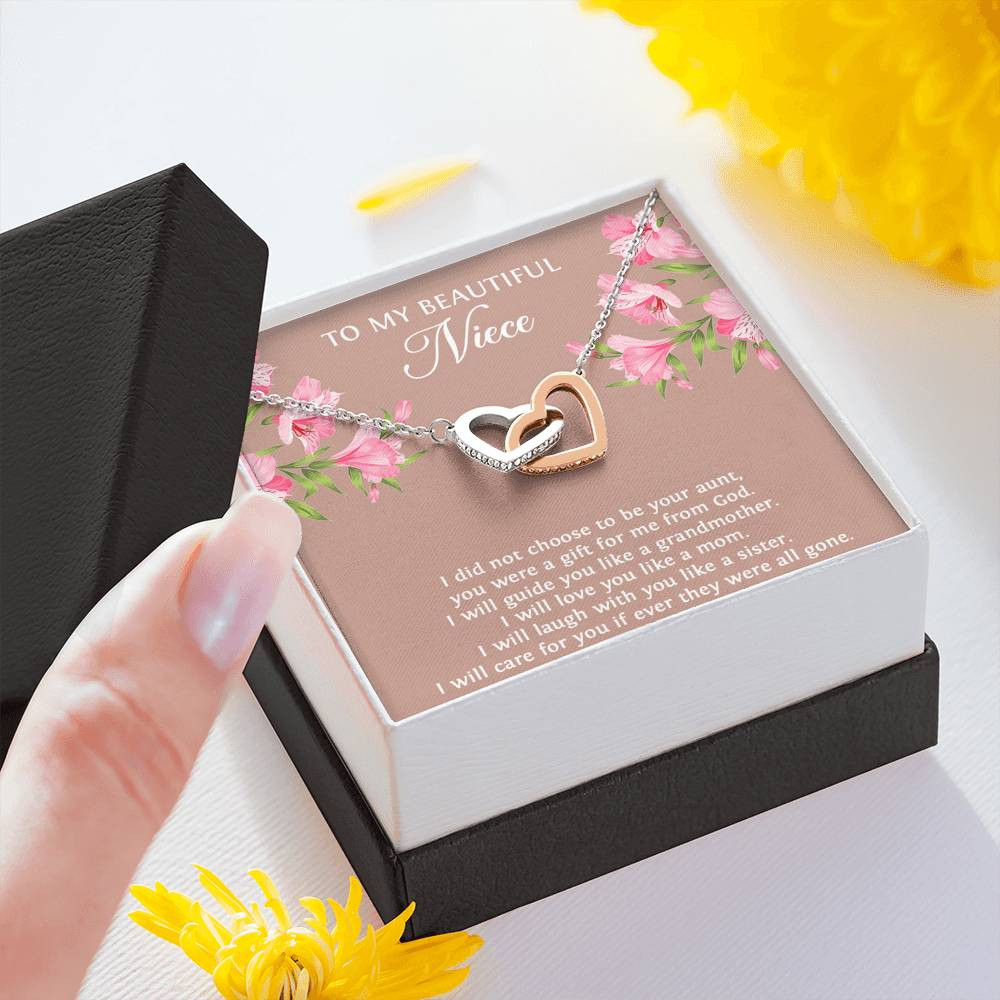 To My Niece  Gifts, You Were A Gift For Me From God, Interlocking Heart Necklace For Women, Birthday Present Idea From Aunt