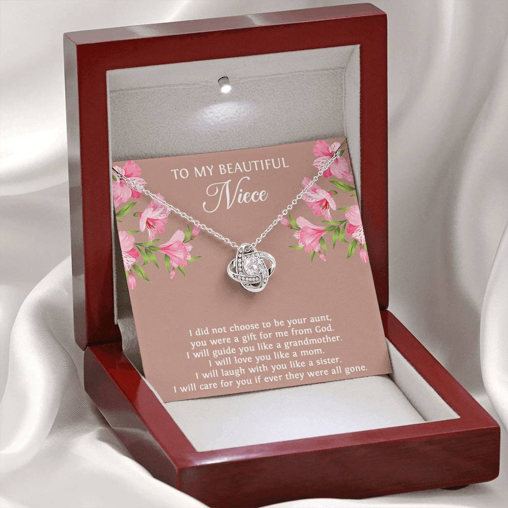 To My Niece  Gifts, You Were A Gift For Me From God, Love Knot Necklace For Women, Birthday Present Idea From Aunt