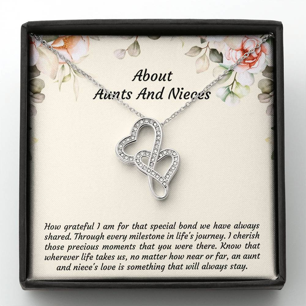 To My Niece Gifts, How Grateful I Am For That Special Bond, Double Heart Necklace For Women, Niece Birthday Present From Aunt