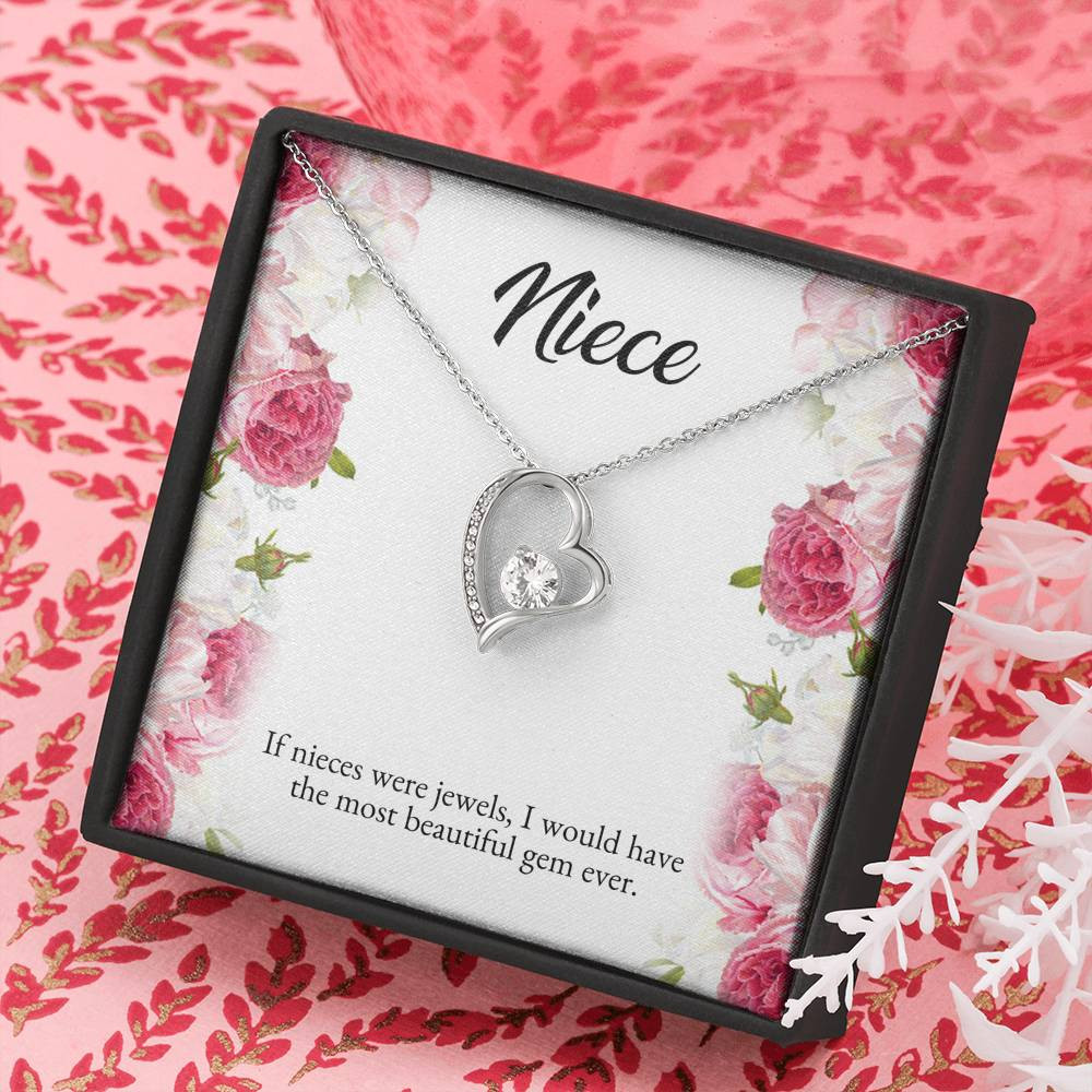 To My Niece Gifts, If Nieces Were Jewels, Forever Love Heart Necklace For Women, Niece Birthday Present From Aunt Uncle