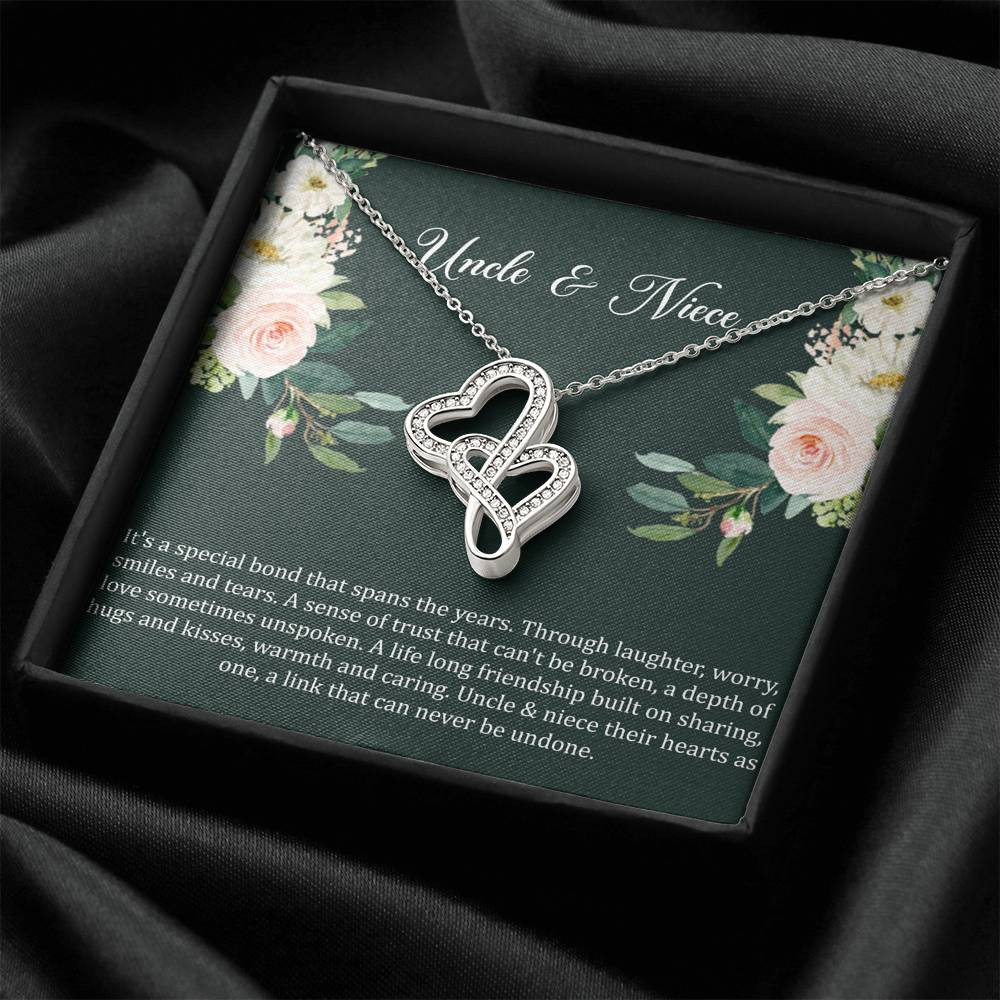 To My Niece Gifts, Special Bond, Double Heart Necklace For Women, Niece Birthday Present From Uncle