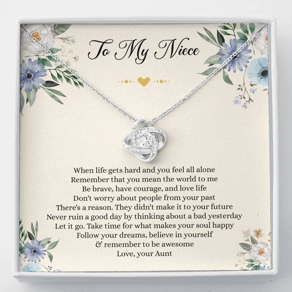 To My Niece Gifts, When Life Gets Hard And You Feel All Alone, Love Knot Necklace For Women, Niece Birthday Present From Aunt