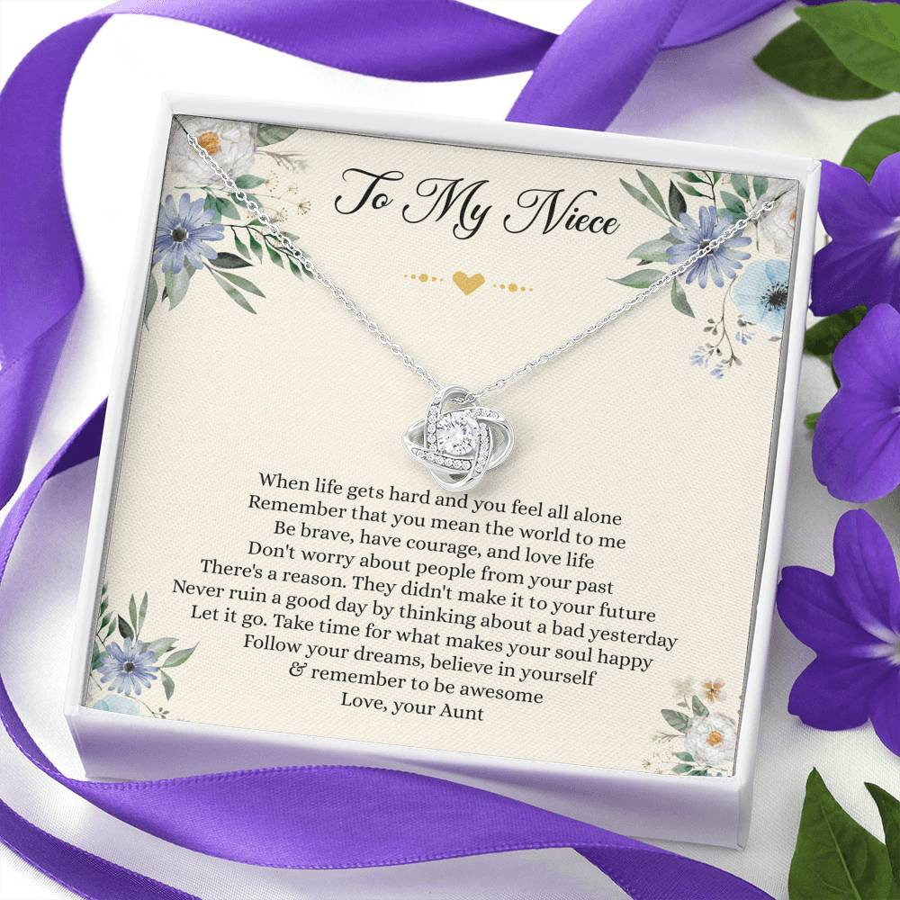 To My Niece Gifts, When Life Gets Hard And You Feel All Alone, Love Knot Necklace For Women, Niece Birthday Present From Aunt