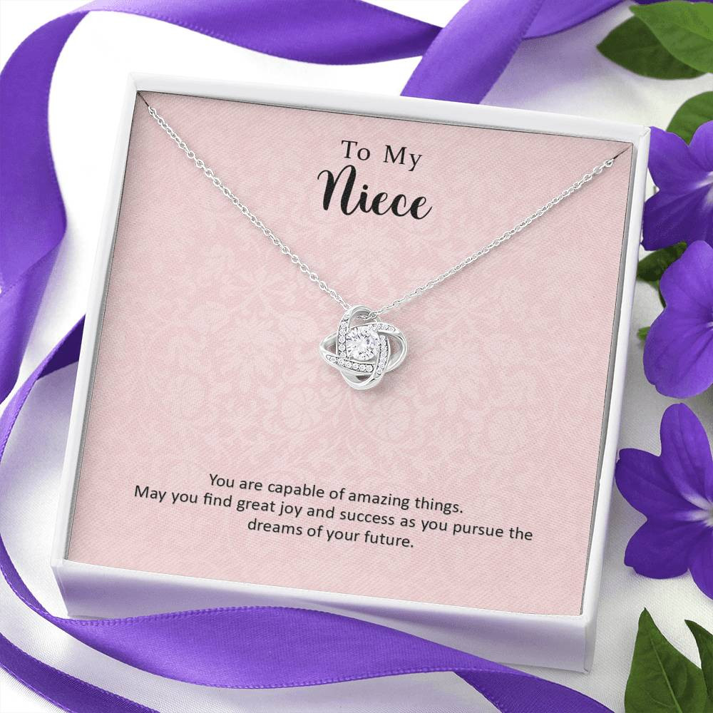 To My Niece Joy and Success Love Knot Necklace