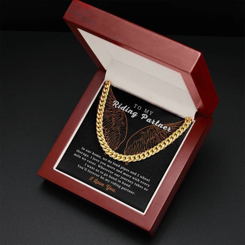 To My Riding Partner Necklace – I love you more and more with every mile we cover – Cuban Link Chain Necklace