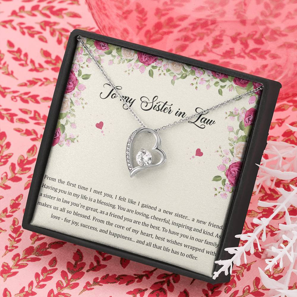 To My Sister-in-law Gifts, A New Friend, Forever Love Heart Necklace For Women, Birthday Present Idea From Sister