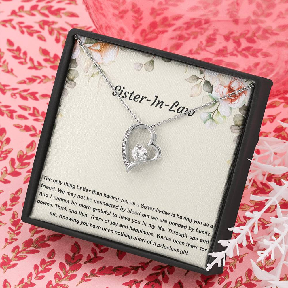 To My Sister-in-law Gifts, Bonded By Family, Forever Love Heart Necklace For Women, Birthday Present Idea From Sister