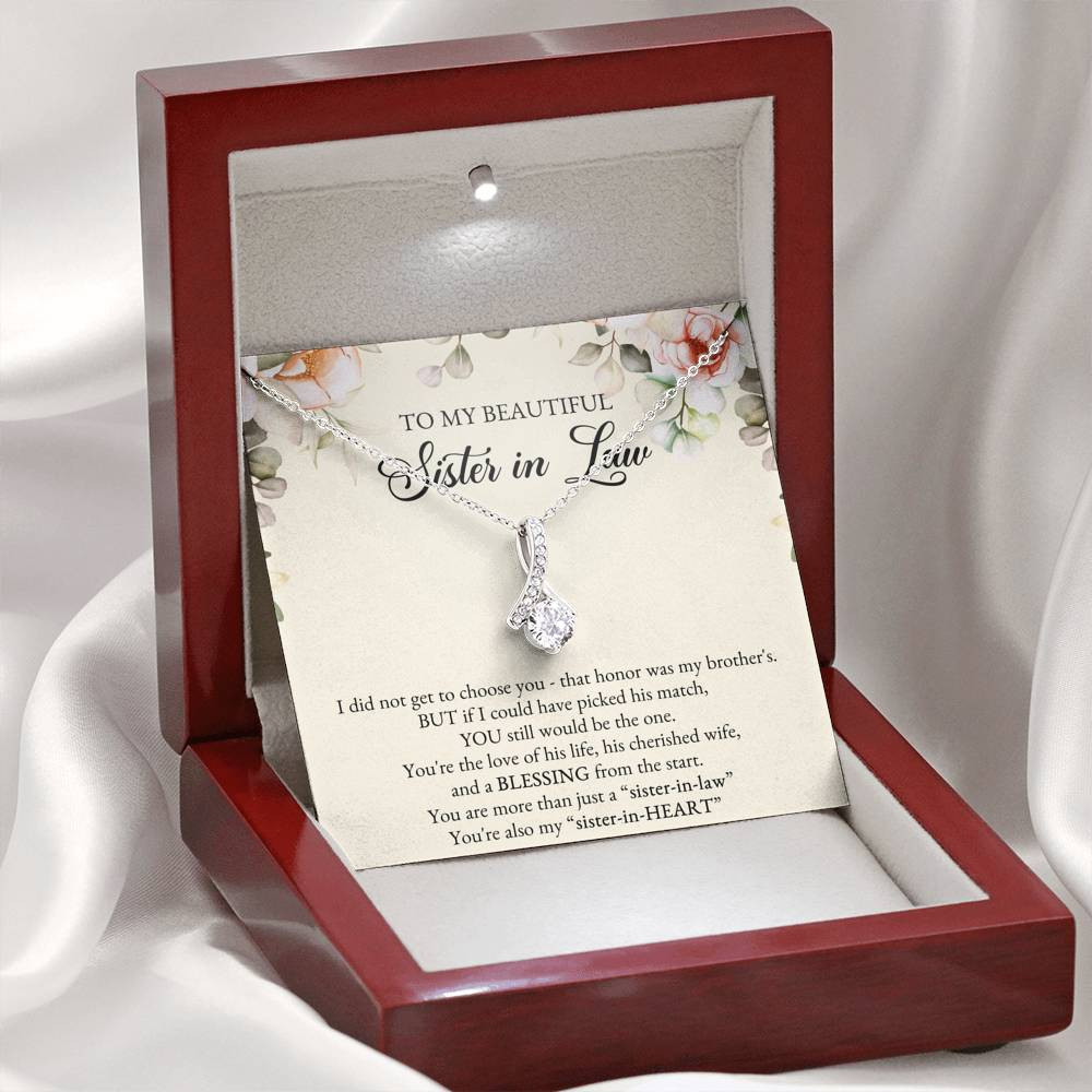 To My Sister-in-law Gifts, I Did Not Choose You, Alluring Beauty Necklace For Women, Birthday Present Idea From Sister
